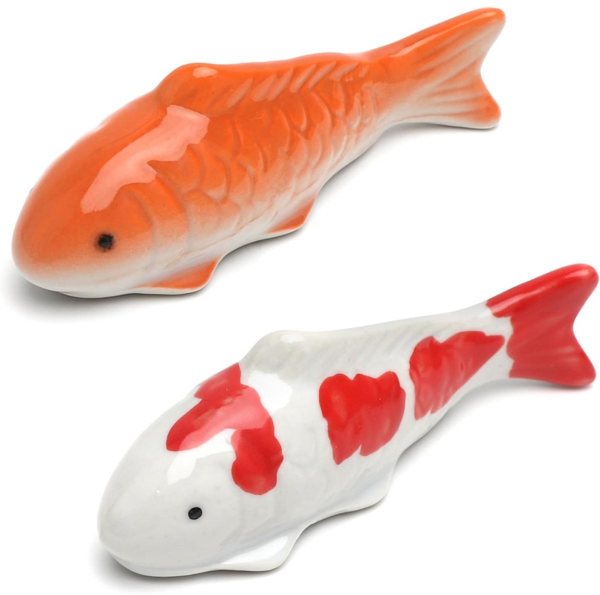 Keramische Koi Vis Decoratie - Drijvende Vis Decoratie - Aquarium en Vijver Decoratie - Rode Vis en Roodgevlekte Vis - Keramiek - 10 x 3 x 3,7 cm - Set van 2