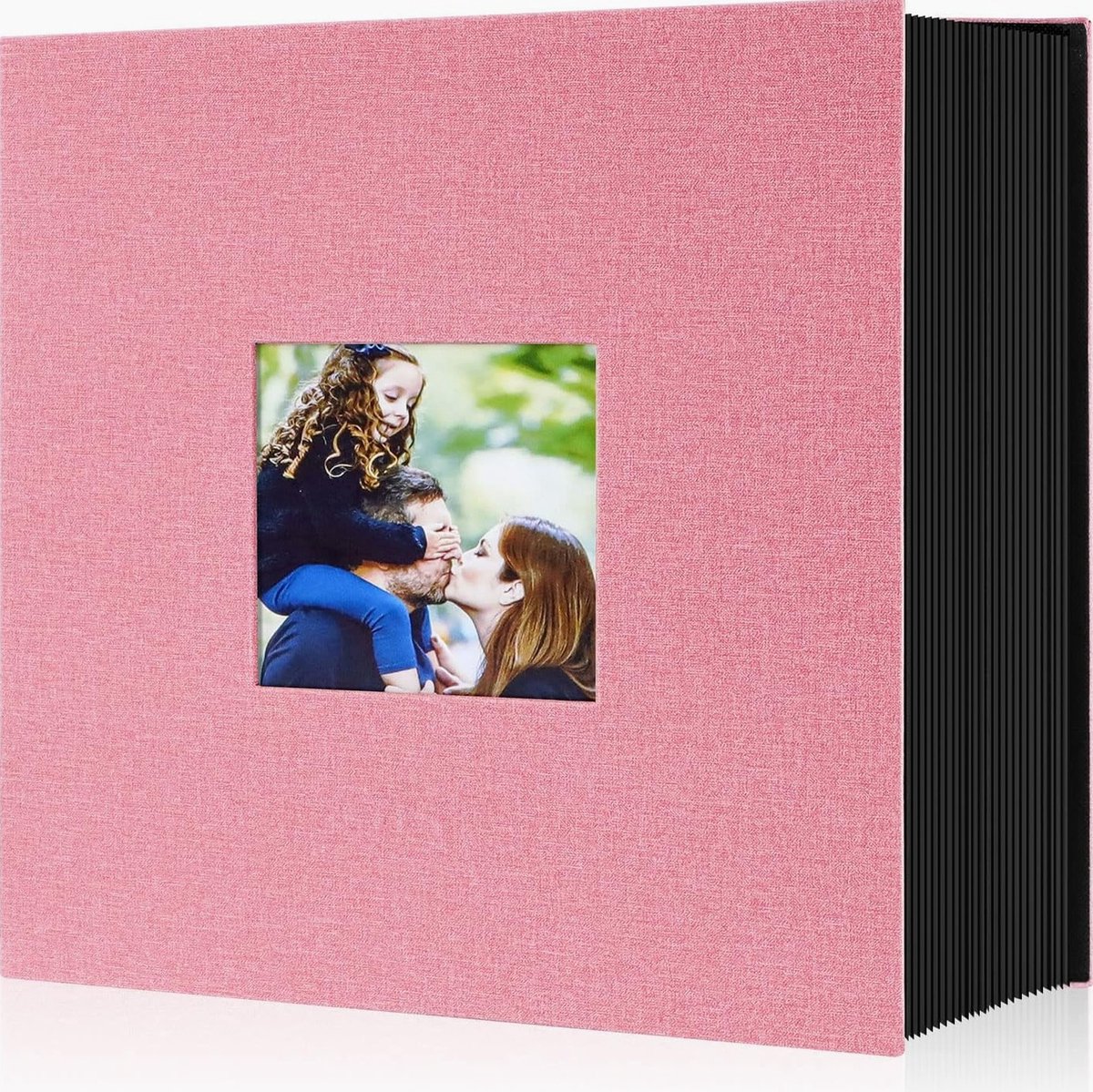 Groot Linnen Fotoalbum Roze - 1000 Foto's XXL Verticaal