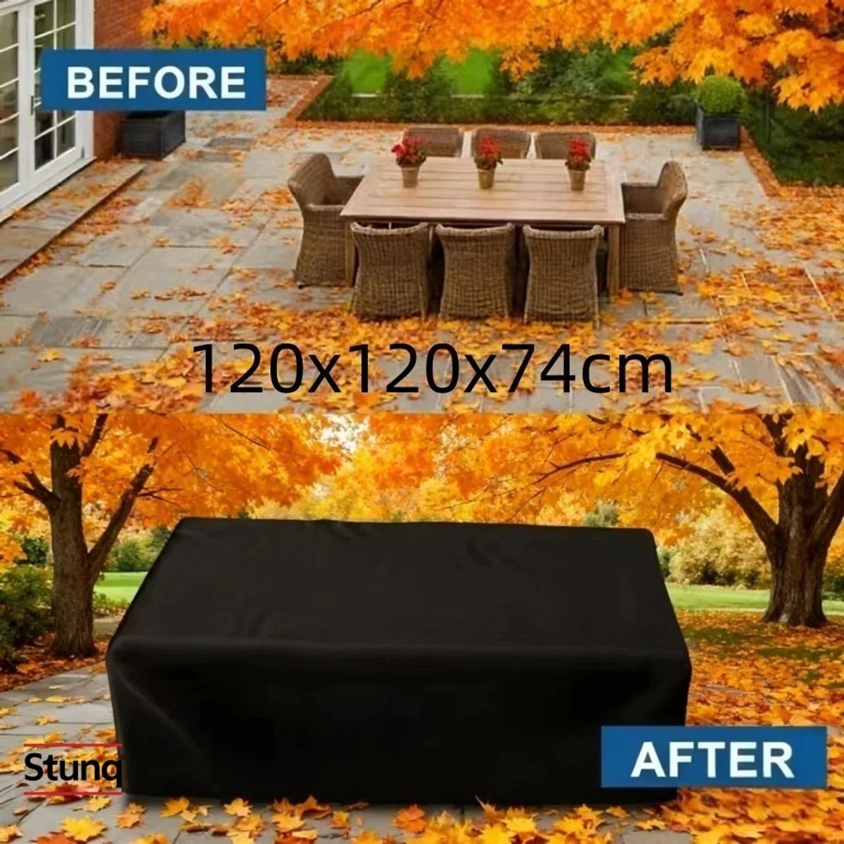 Stunq Waterdichte Tuinmeubelhoes 120x120x74 cm Zwart