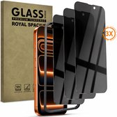 3 Stuks Privacy Screenprotector geschikt voor iPhone 17 Pro - Met Uitlijn tool - Gehard Beschermglas - Tempered Glass Screen Cover