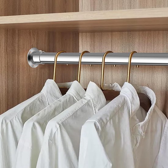 Telescoop Kledingstang 28 mm - Verstelbaar van 74-130 cm met Metalen Houders — afbeelding 4