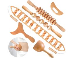 6-Delige Houten Massage Set Voor Cellulitis Verwijdering En Lymfedrainage - Body Contouring Tools Handmatige Bediening Geen Batterijen Nodig - Ideaal Voor Sporters En Mensen Met Een Kantoorbaan