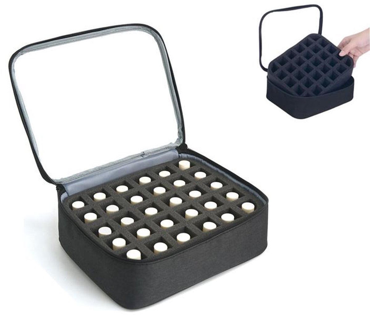 KZQ Opbergtas voor nagellak – Multifunctionele cosmeticatas – Opbergkoffer – Capaciteit voor 30 flesjes – Zwart
