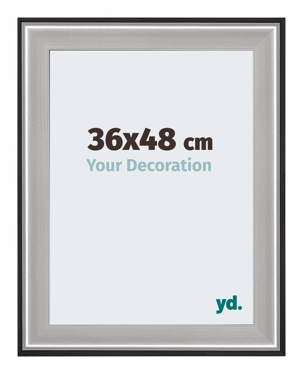 yd. Your Decoration - Fotolijst 36x48 cm - Hout - Zwart Zilver Gepolijst - Birmingham