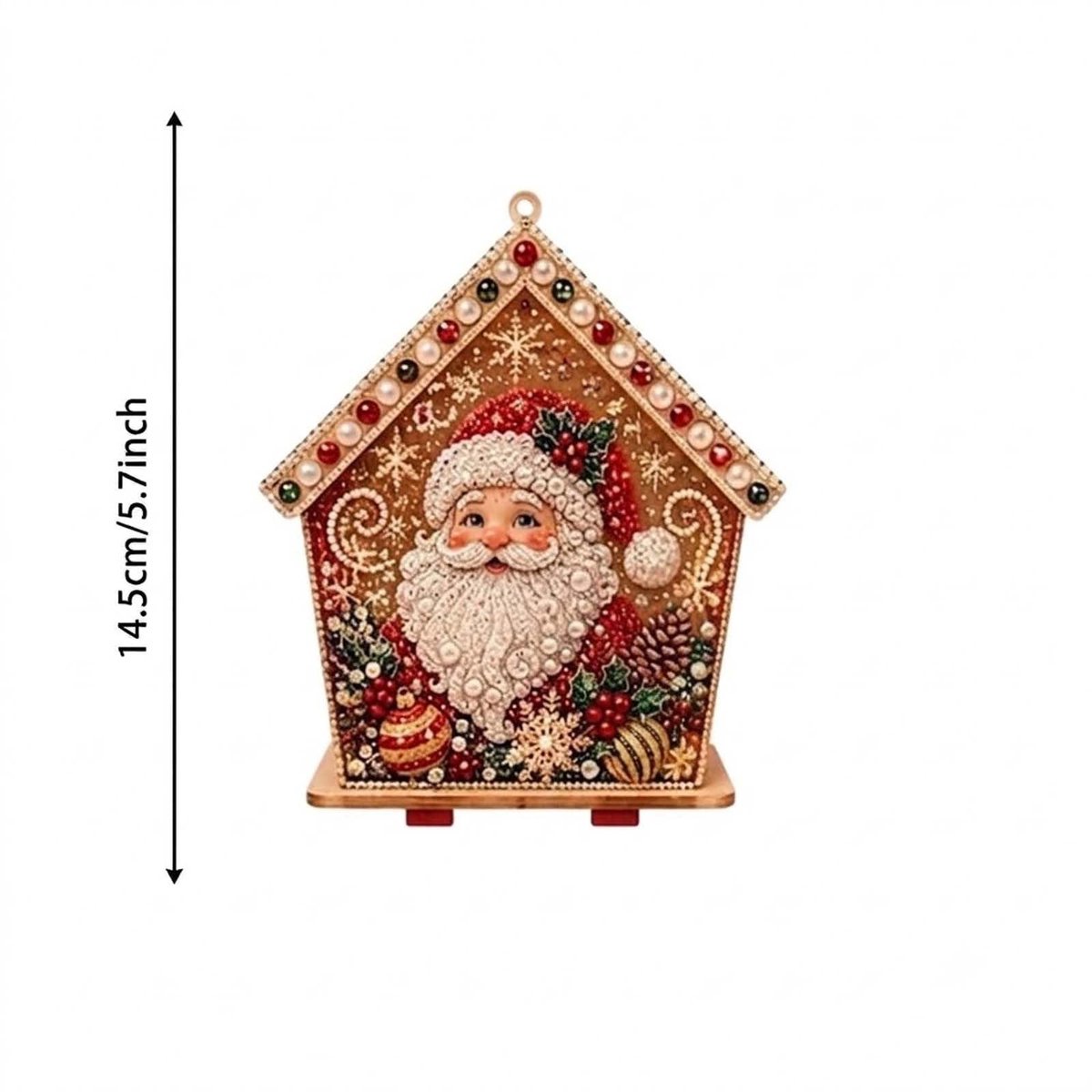 Namajunas - 3D Houten Huis Diamond Painting set - Parels - Diamond Painting Volwassenen & Kinderen - Met Diamond Painting Accesoires - Creatief Knutselen - DIY Knutselpakket - Kerstboomversiering - Kerstversiering Decoratie Binnen - Cadeau - Kerstman – foto 3