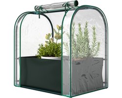 Mini kasje met plantzak - klein draagbaar kasje voor binnen en buiten - 68x50x70 cm - groen