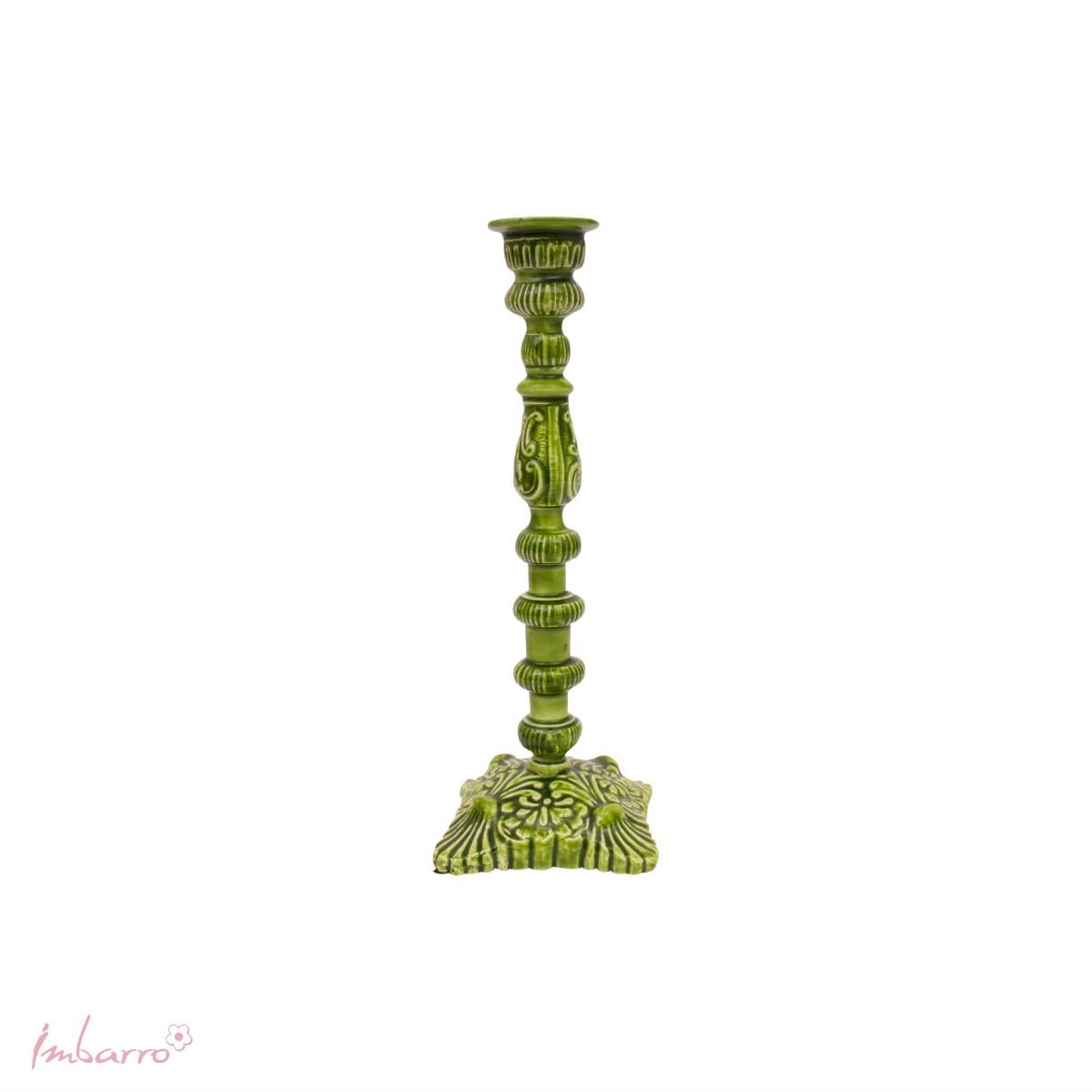 Imbarro Home & Fashion - Kandelaar Loren Green - Groen - L:11 W:11 H:30 cm