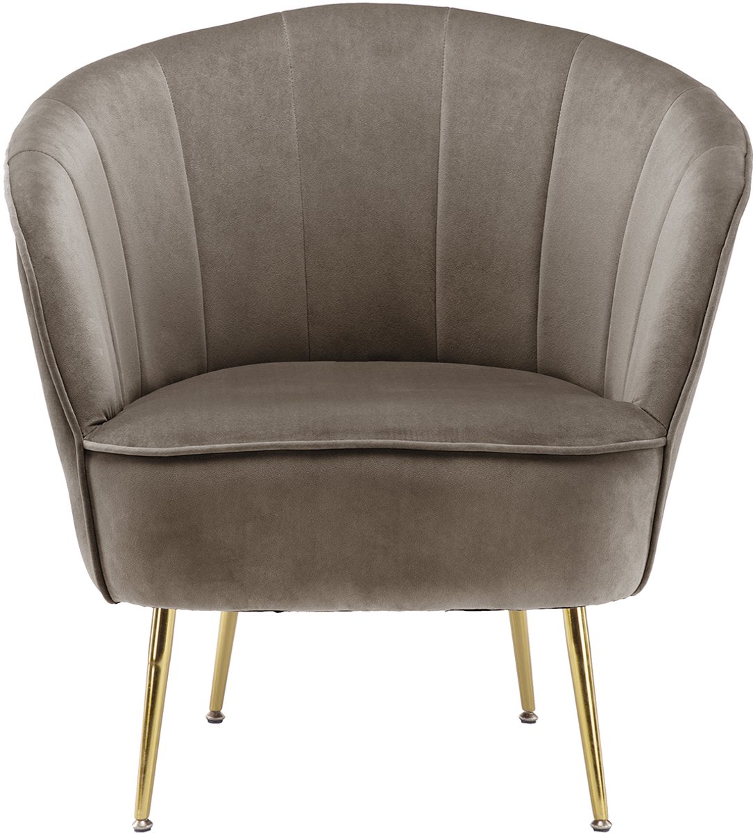 Padiro fauteuil 76 x 67 x 78 cm - taupe - fluweel - verticale siernaden en goudkleurige poten