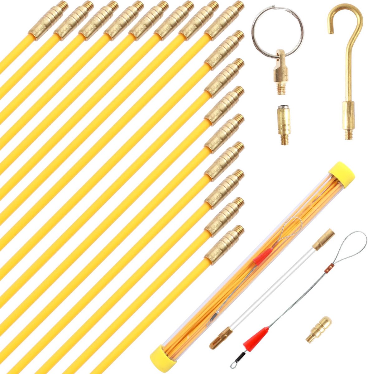 Intrekstangen 4 mm x 430 mm - 16 stuks kabelstangen kit - inclusief haken en oog-noedel - ShopVlot