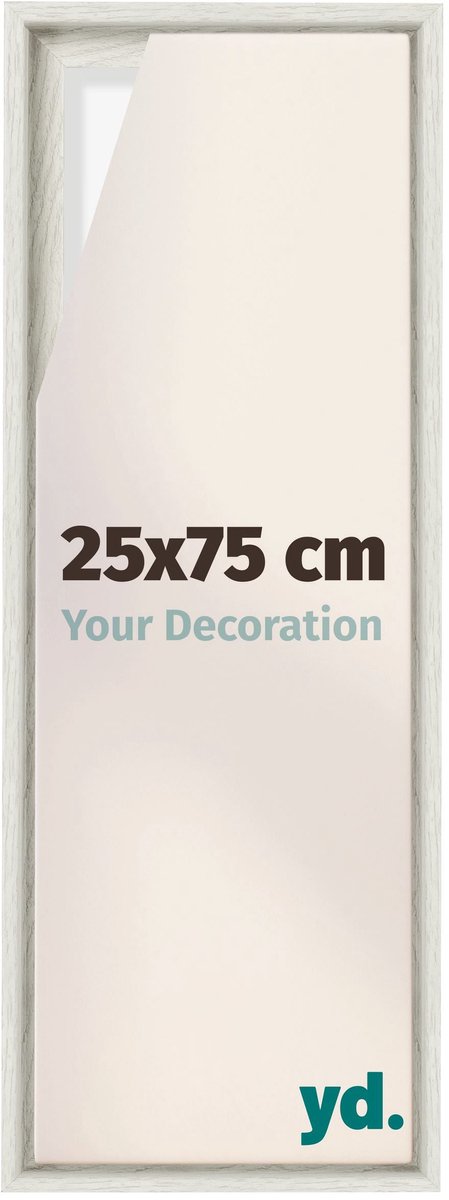 yd, Baklijst 25x75 cm White Wash - Lijst voor Canvasdoek - MDF Lyon