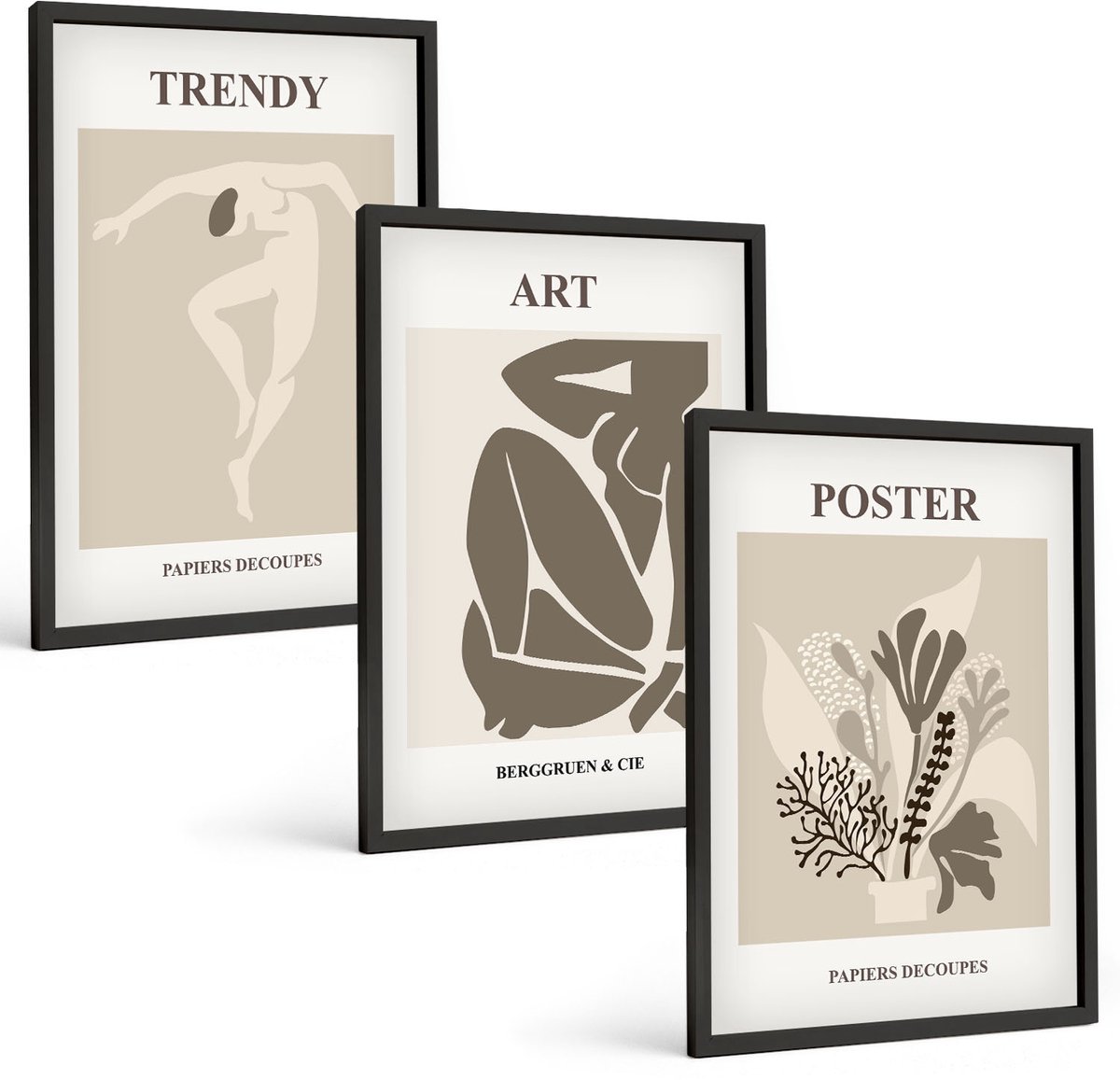 Coloray 3-Delige Schilderij Set - Mensfiguren Met Planten Van Henri Matisse - 40 x 60 cm - Wanddecoratie - Muurdecoratie - Woonkamer