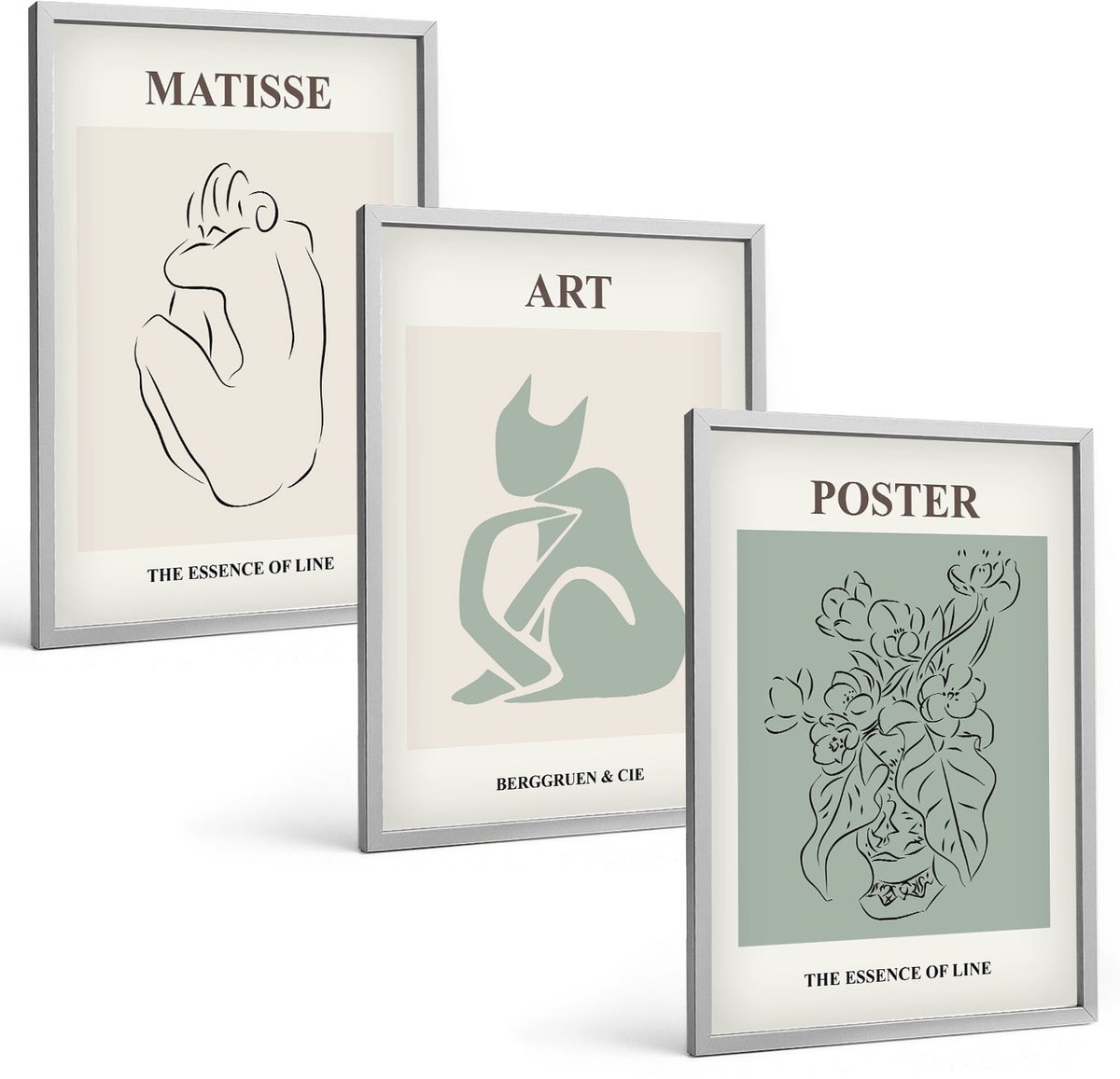 Coloray 3-Delige Schilderij Set - Posters In Beige- En Groentinten Van Henri Matisse - 40 x 60 cm - Muurdecoratie - Schilderijen Set - Woonkamer - Interieur Decoratie