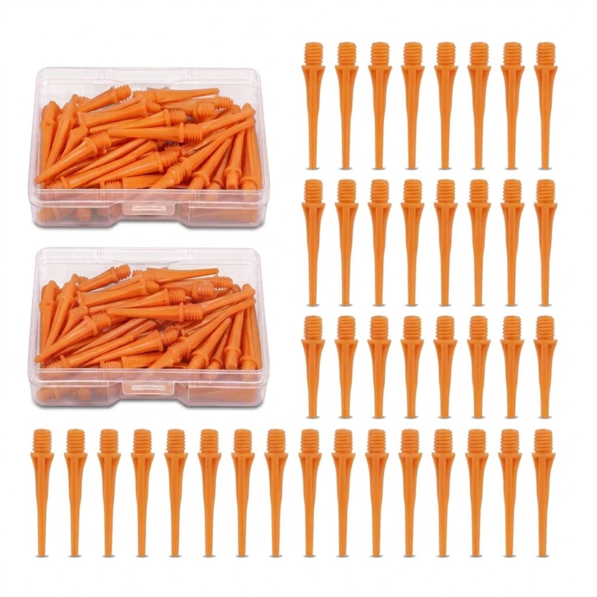 Oranje dart tips soft tip set 120 stuks darts accessoires kunststof dart punten vervangbare soft tips voor elektronische dartborden inclusief opbergdoosjes