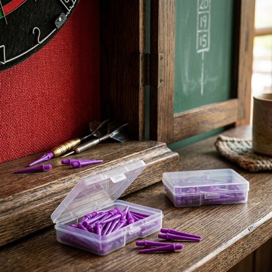 Paarse dart tips soft tip set 180 stuks darts accessoires kunststof dart punten vervangbare soft tips voor elektronische dartborden inclusief opbergdoosjes — afbeelding 5