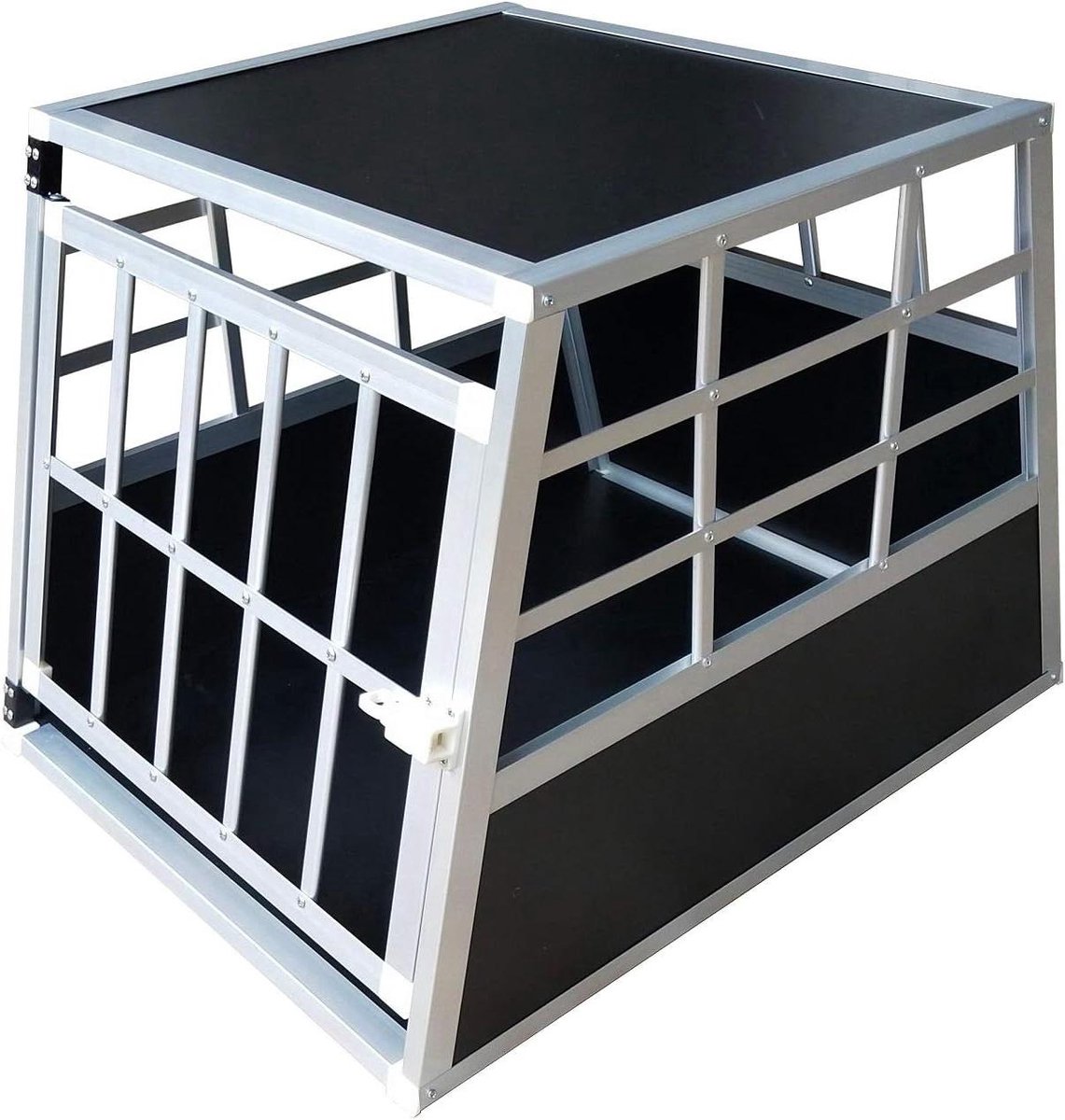 Hondentransportbox - Reisbox auto - Veilig vervoer - Aluminium constructie - 69x54x50 cm - Zilver