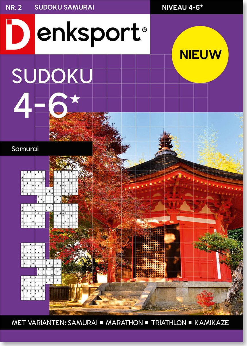 Denksport Puzzelboek - Sudoku 4-6* samurai, editie 2