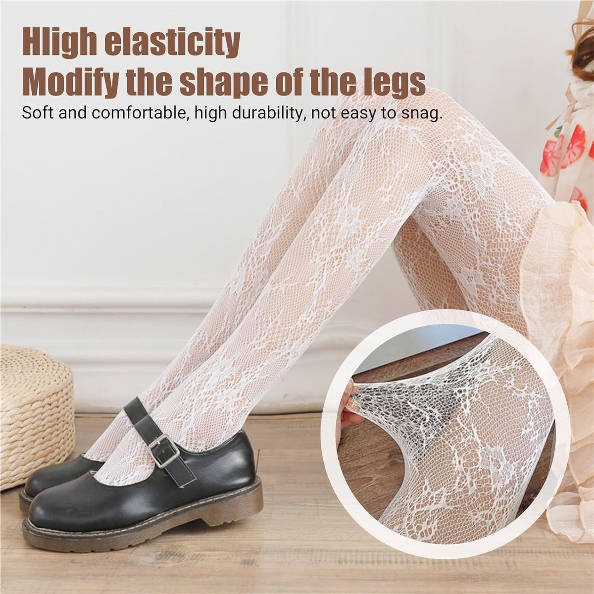 Elegante kanten panty met bloemenpatroon voor dames - 4 paar in 2 stijlvolle varianten, perfect voor elke gelegenheid