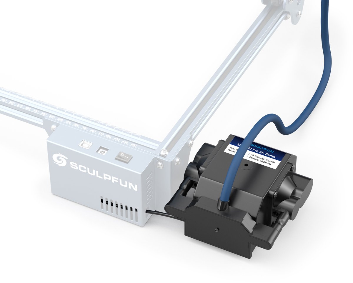 SCULPFUN S9 Pro luchtassistentieset met 12V luchtpomp en voeding voor lasergraveermachines