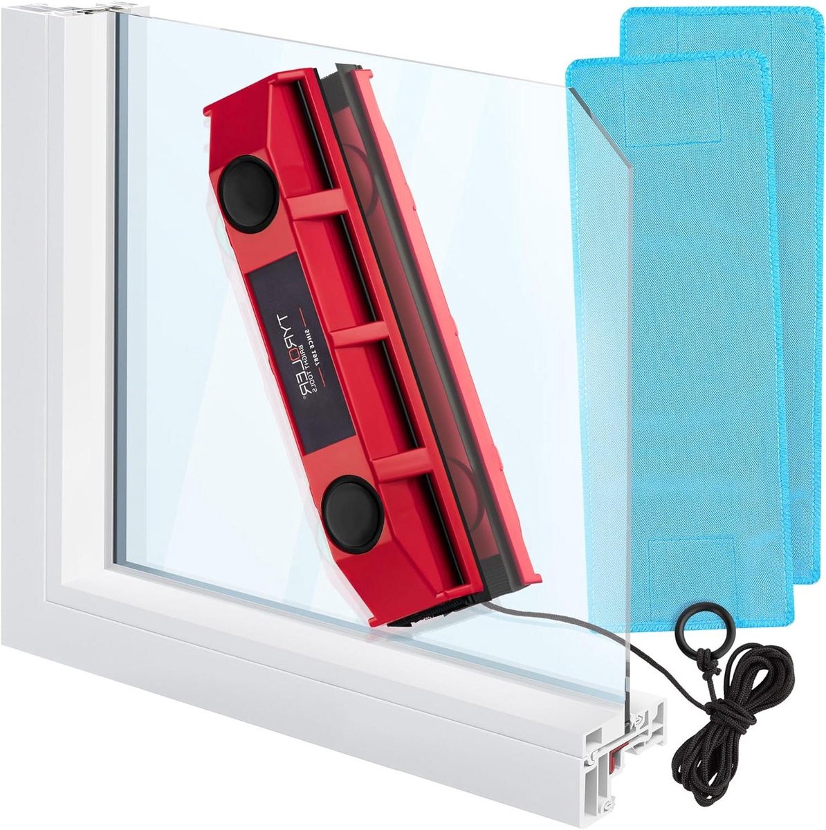 Magnetische Raamreiniger - Glaaswasser - Ramen Zemen - Voor Enkele Beglazing - 2-8 mm Dikte - Rood