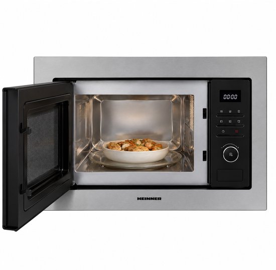 Heinner Inbouw Magnetron met Grill – 20 L – 800 W – Grill 1000 W – 5 Vermogensstanden – Digitaal LED-display – Ontdooifunctie – Snelkoken – 95 Min Timer – Kinderslot – RVS – 5 Jaar Garantie