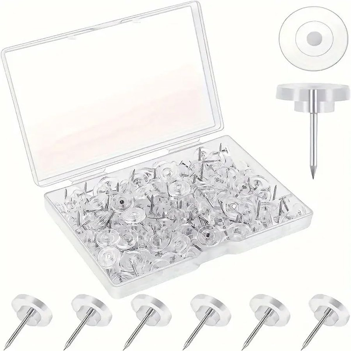 Punaises - push pins - Pushpins - punaises voor prikbord - punaise - 100 stuks - punaises Transparant - kantoor artikelen - Decoratieve pushpins - Prikbord Accessoires - Geschikt Voor Prikborden, Huisdecoratie
