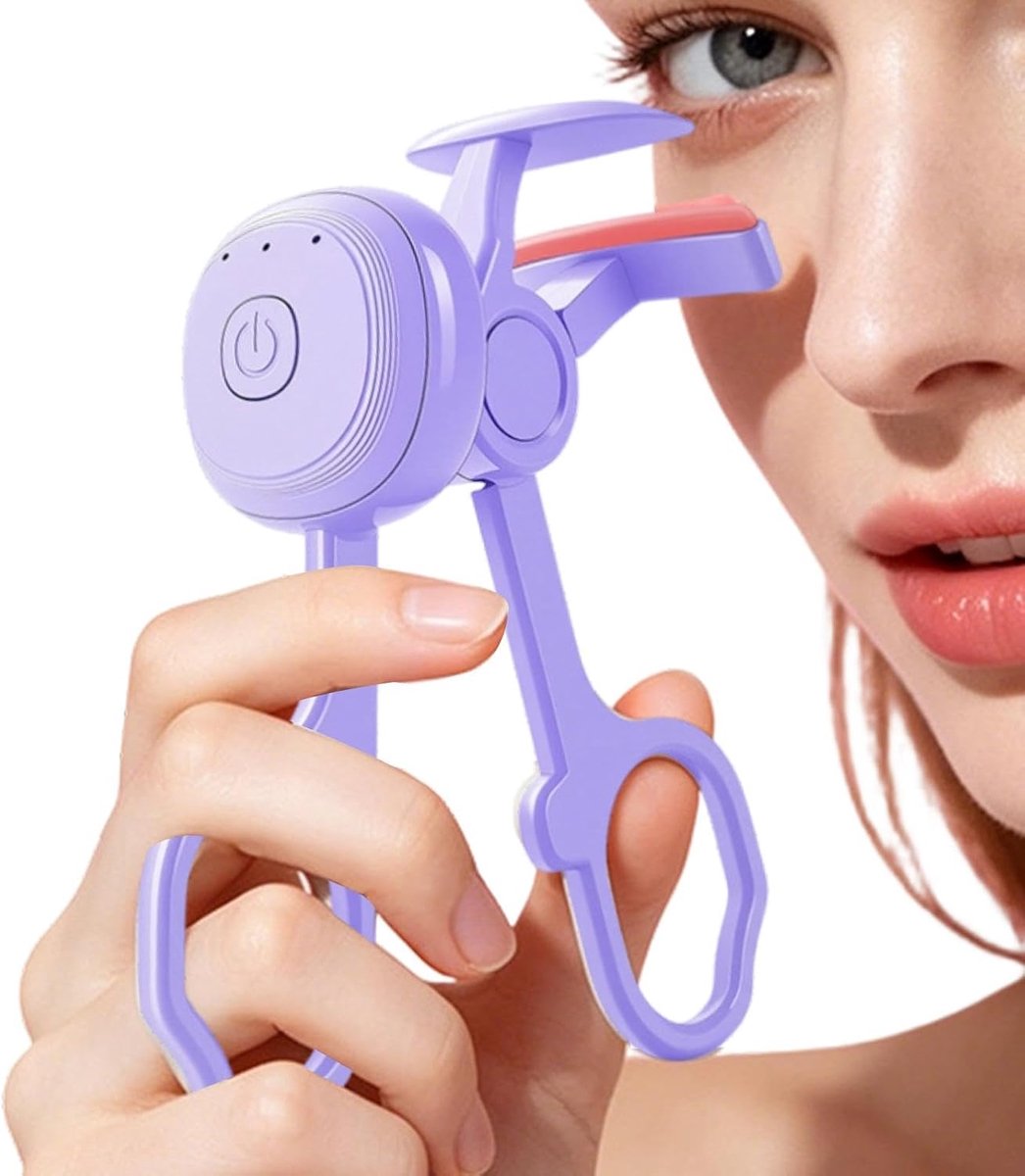 Elektrische wimperkruller, verwarmde wimperkruller met USB-oplading, draagbaar wimperkrulgereedschap voor langdurig gekrulde wimpers, compact voor thuis, kantoor, reizen en speciale gelegenheden-Paars