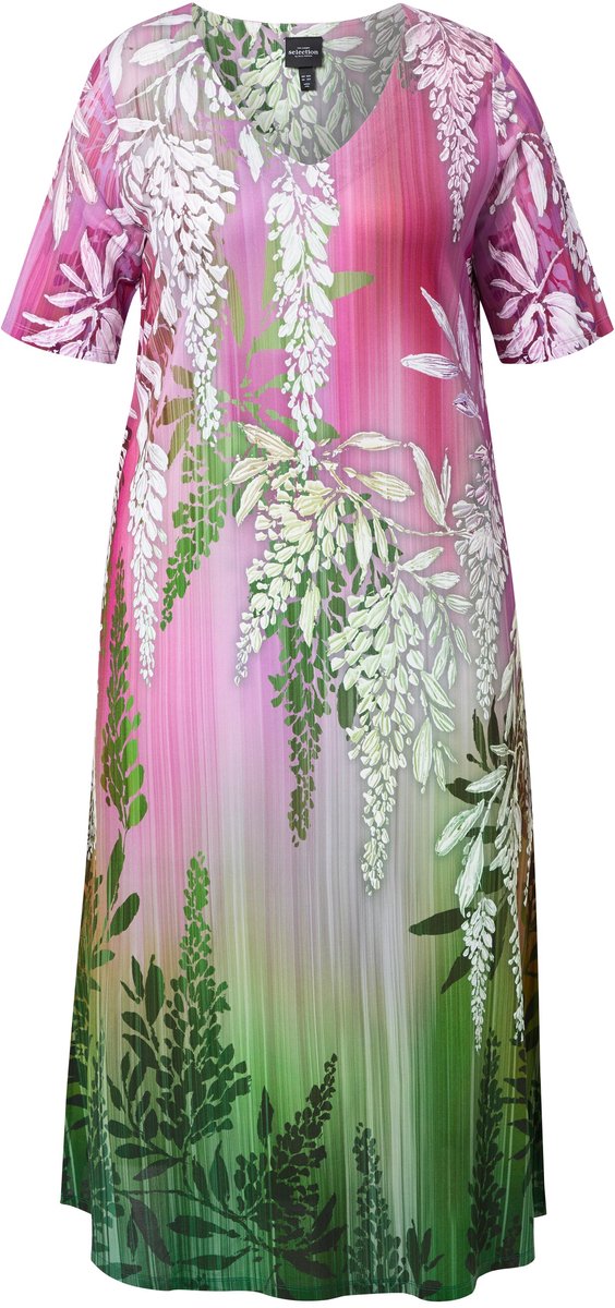 Ulla Popken - Dames - Midi-jurken - Magenta - Maat 42+