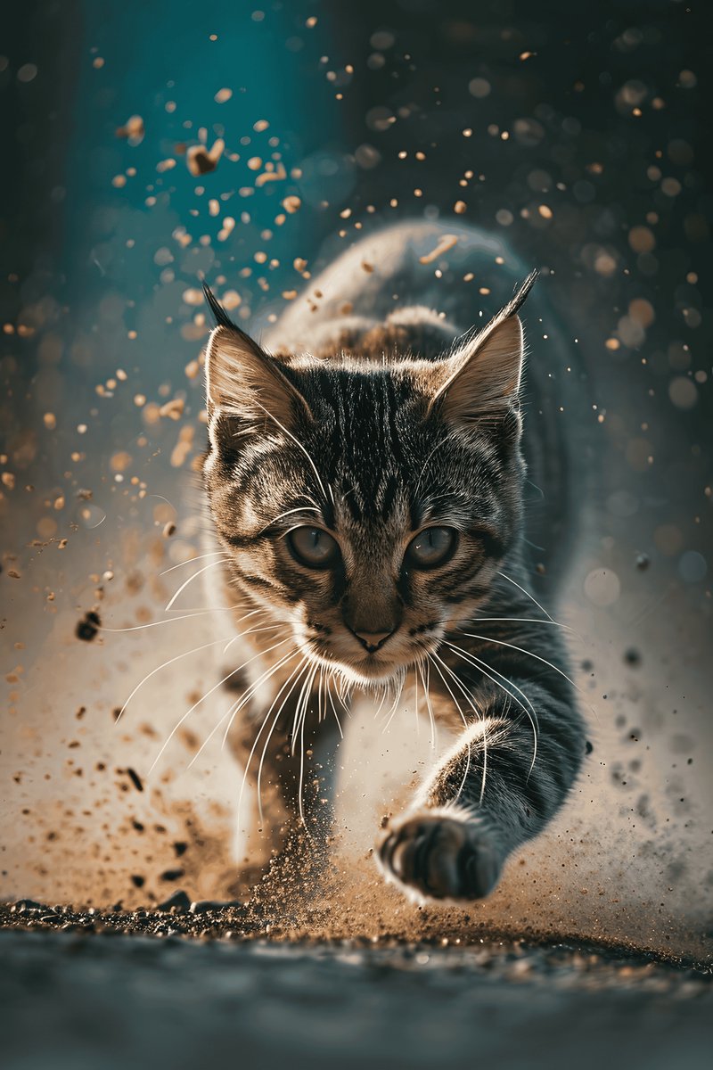 Kat in actie - van Kat - Katten - Dieren - Wanddecoratie - posters - formaat 30x40cm - XS2001MT