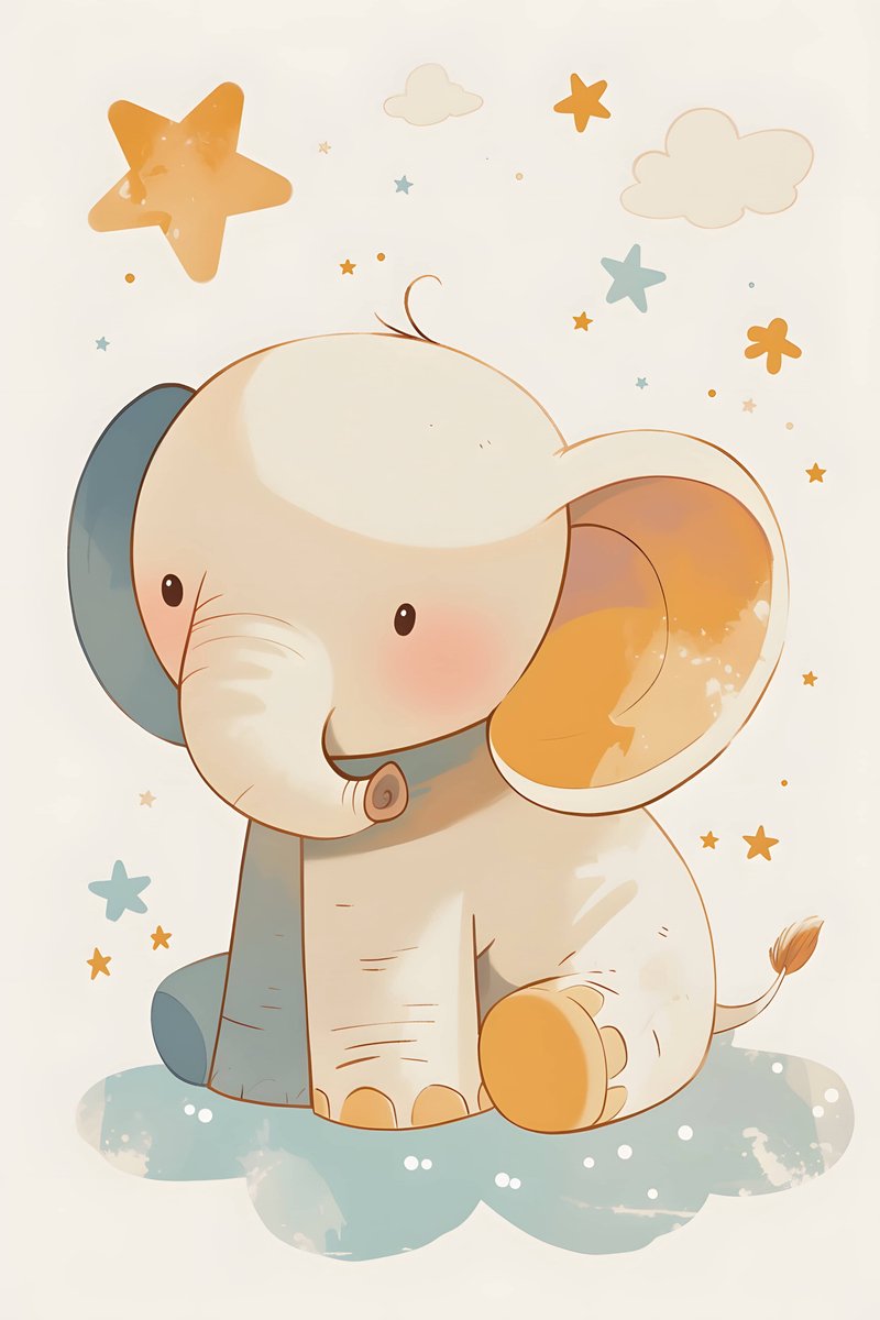 Schattige Poster - Olifant - Dieren - Kinderkamer - Kinder - voor Kinderen - Natuur - posters - formaat 70x100cm - Wanddecoratie - L3269MT