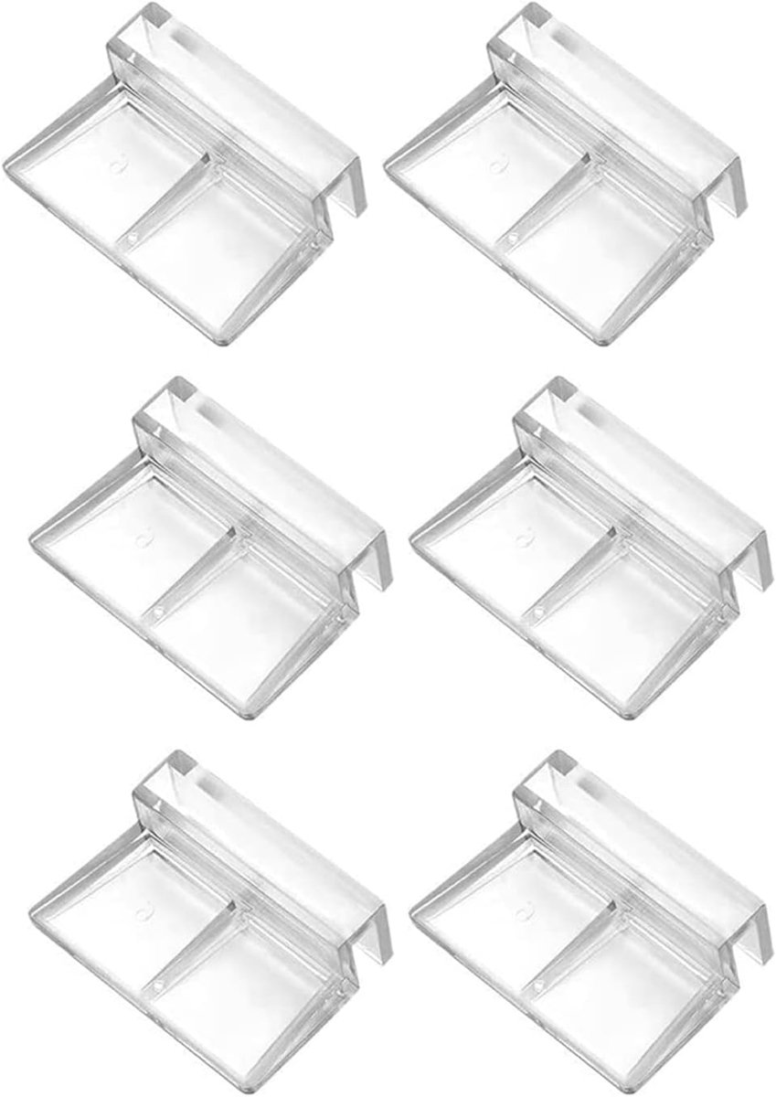 6 Stuks- Aquarium Clip- Aquarium houders- Acryl Aquarium Deksel Clip-Aquarium Deksel Clip -Aquarium Glazen Deksel Clip-Glasdeksel beugel -dekselclips-Universele -6mm- Transparant