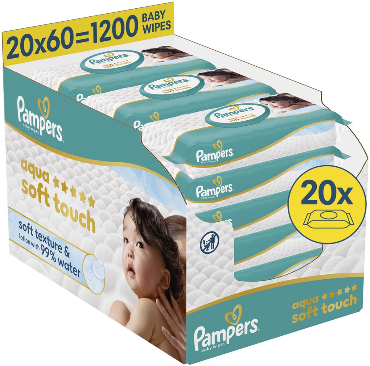Pampers Aqua Soft Touch billendoekjes | 1200 stuks