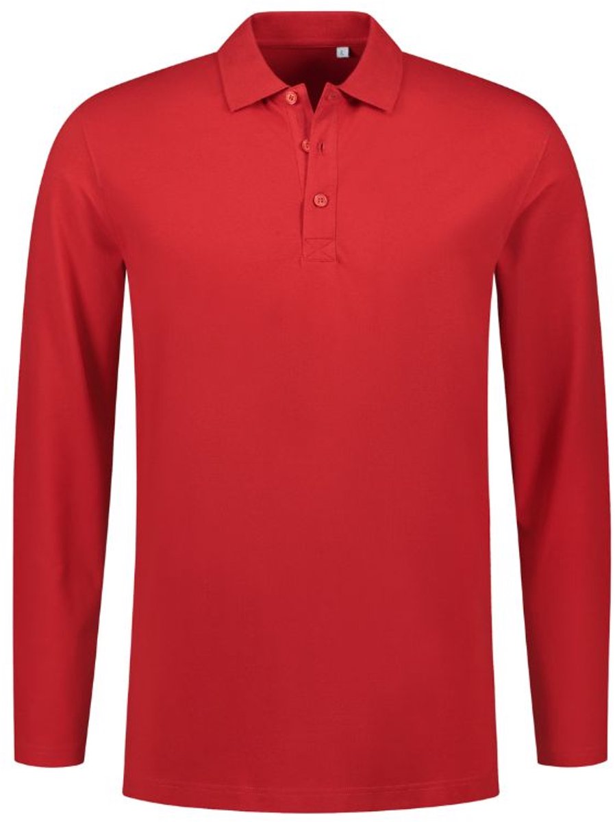 Lemon & Soda polo met lange mouwen voor heren in de kleur rood in de maat 3XL