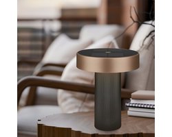 BRILONER Poga - Tafellamp oplaadbaar & solar - dimbaar - zonne energie buitenverlichting - warm wit licht - Ø16 cm - antraciet brons metallic