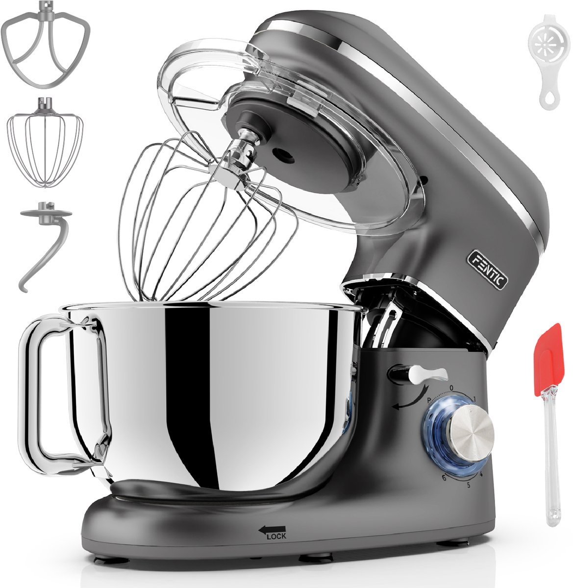 Bol.com Fentic Keukenmachine – 2000W – Keukenrobot - Foodprocessor - 6,2L Mengkom – Incl. extra Accessoires – Antraciet aanbieding