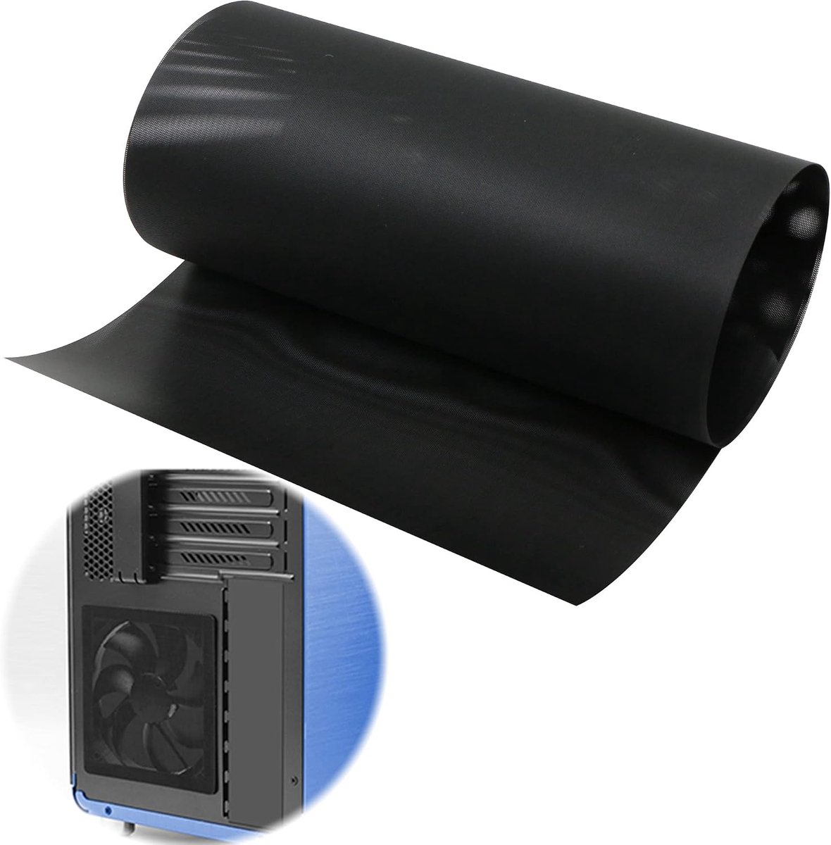 Ventilatorafdekking, pc-ventilator, stoffilter, 29 x 100 cm, stofafdekking van pvc voor stofbescherming, computerkoeler, ventilator, stofdicht, zwart