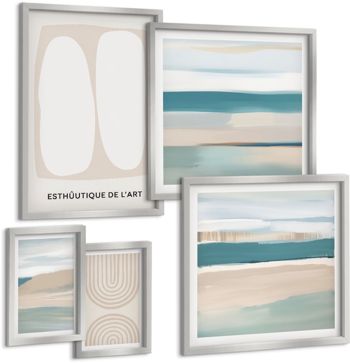 Coloray 5-Delige Schilderij Set - Interieurs Van Historische Gebouwen En Kathedralen - 20 x 30 cm - Wanddecoratie - Muurdecoratie - Woonkamer