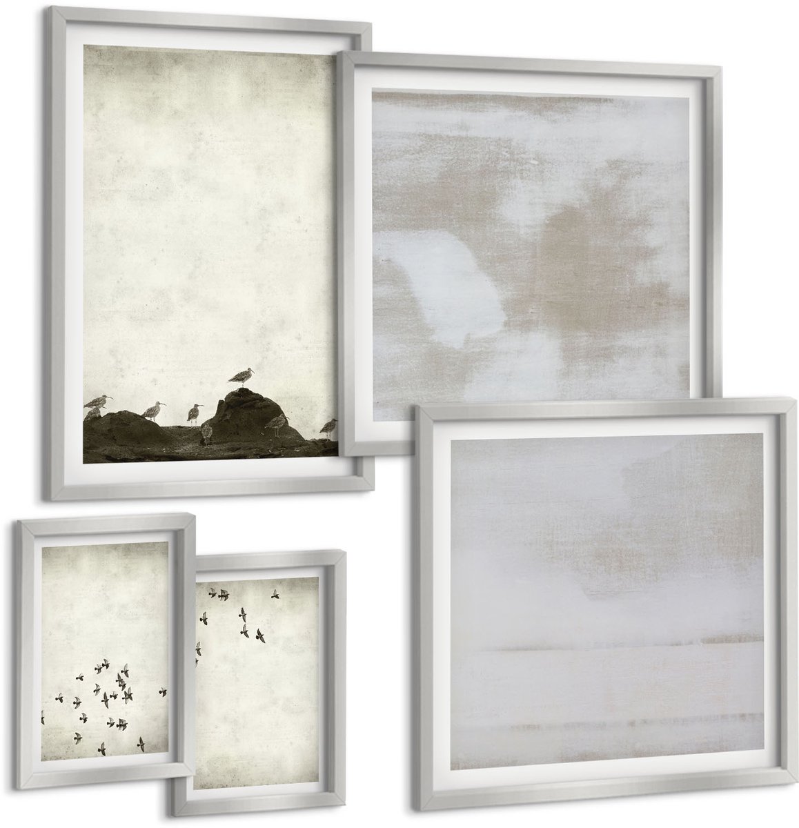 Coloray 5-Delige Schilderij Set - Modeposters Met Bloemen- En Geometrische Patronen - 20 x 30 cm - Muurdecoratie - Wanddecoratie - Hal - Moderne Wanddecoratie