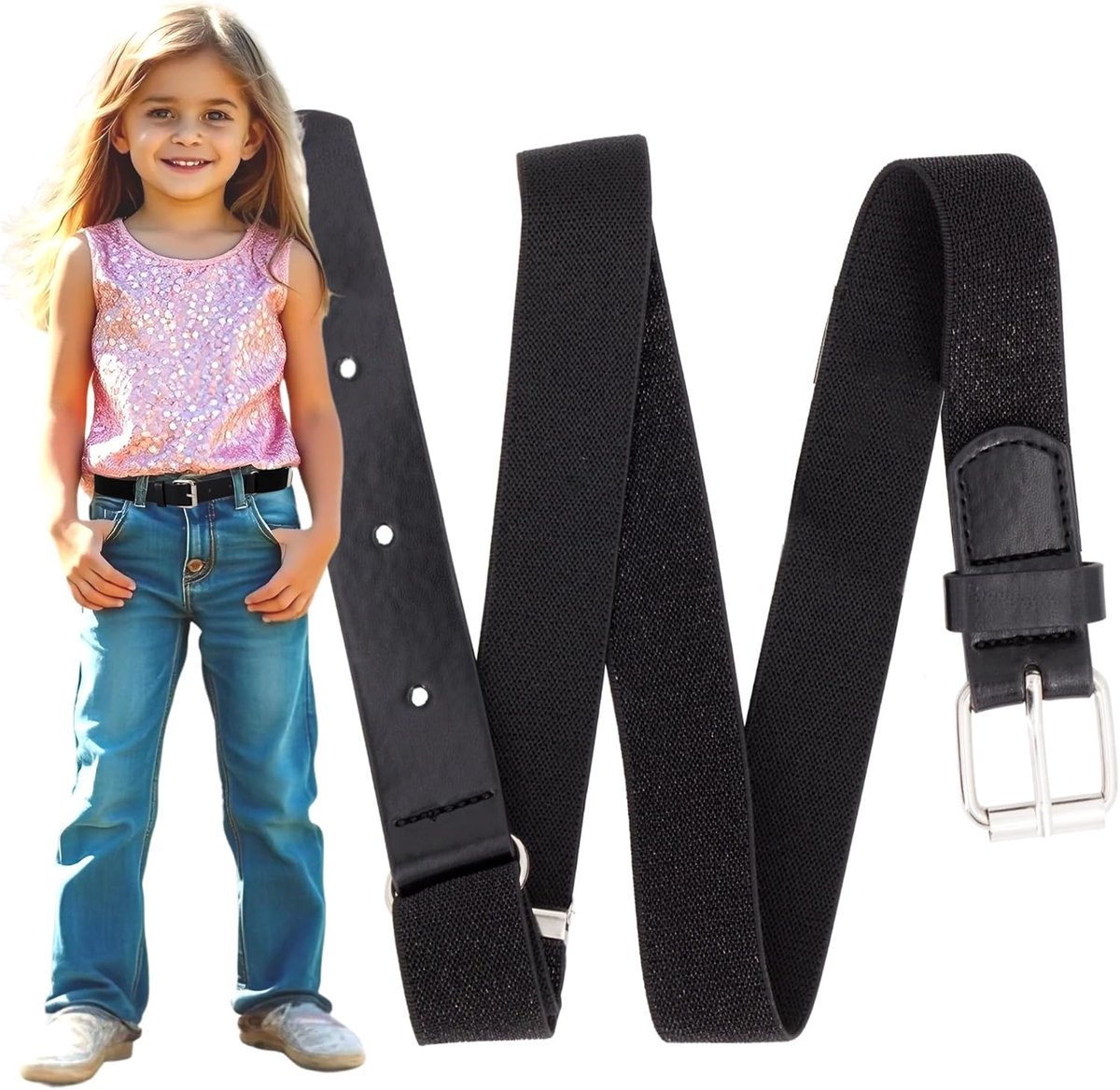stretch-riem >PRINZESSIN ANASTASIA< voor kinderen - moderne glitterriem voor meisjes van ca. 3-15 jaar - kinderriem meisjes - riem kinderen meisjes - riem meisjes