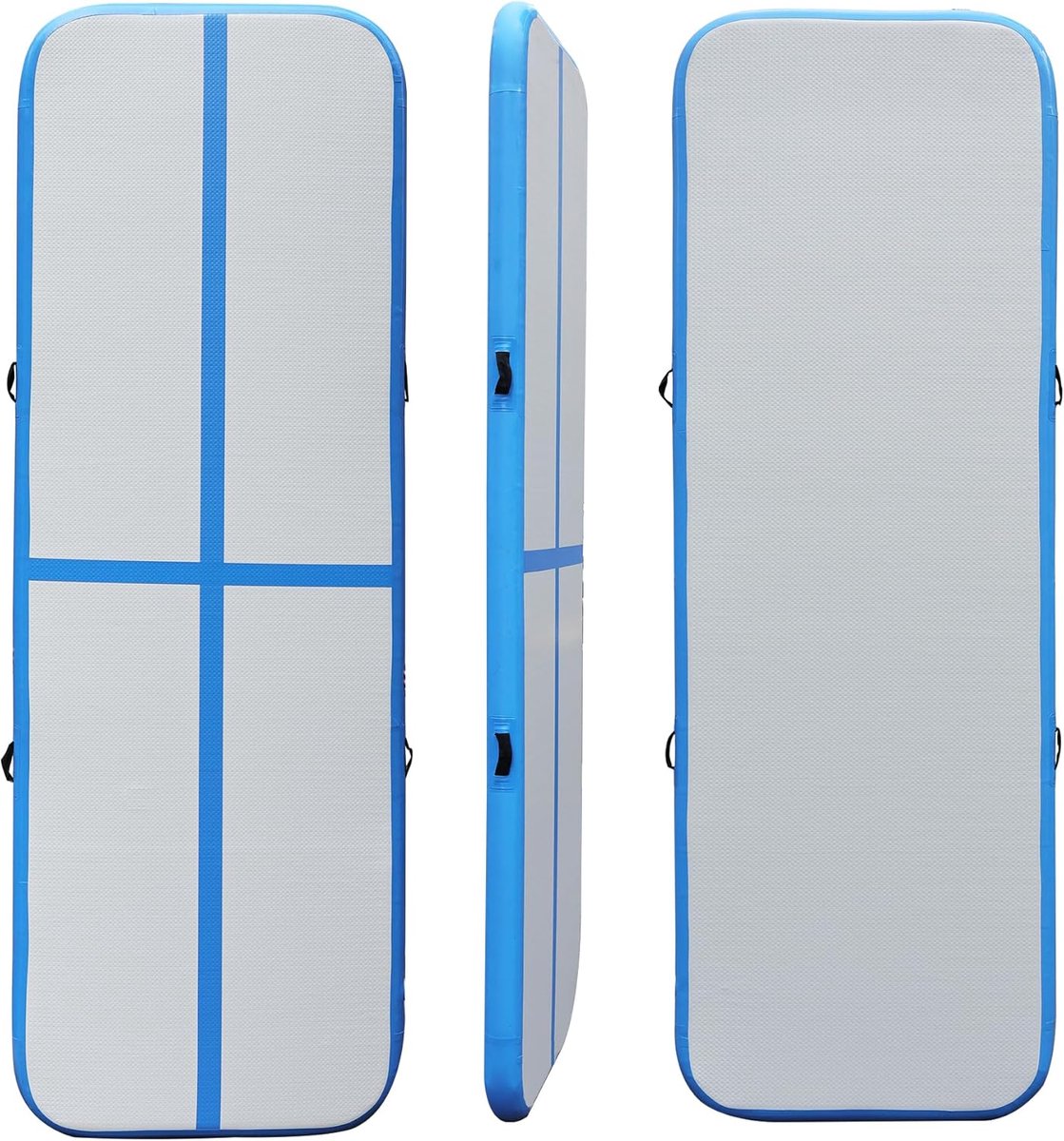 Track 300 x 100 x 10 cm, blauw/grijs, met spanband voor opslag, en reparatieset