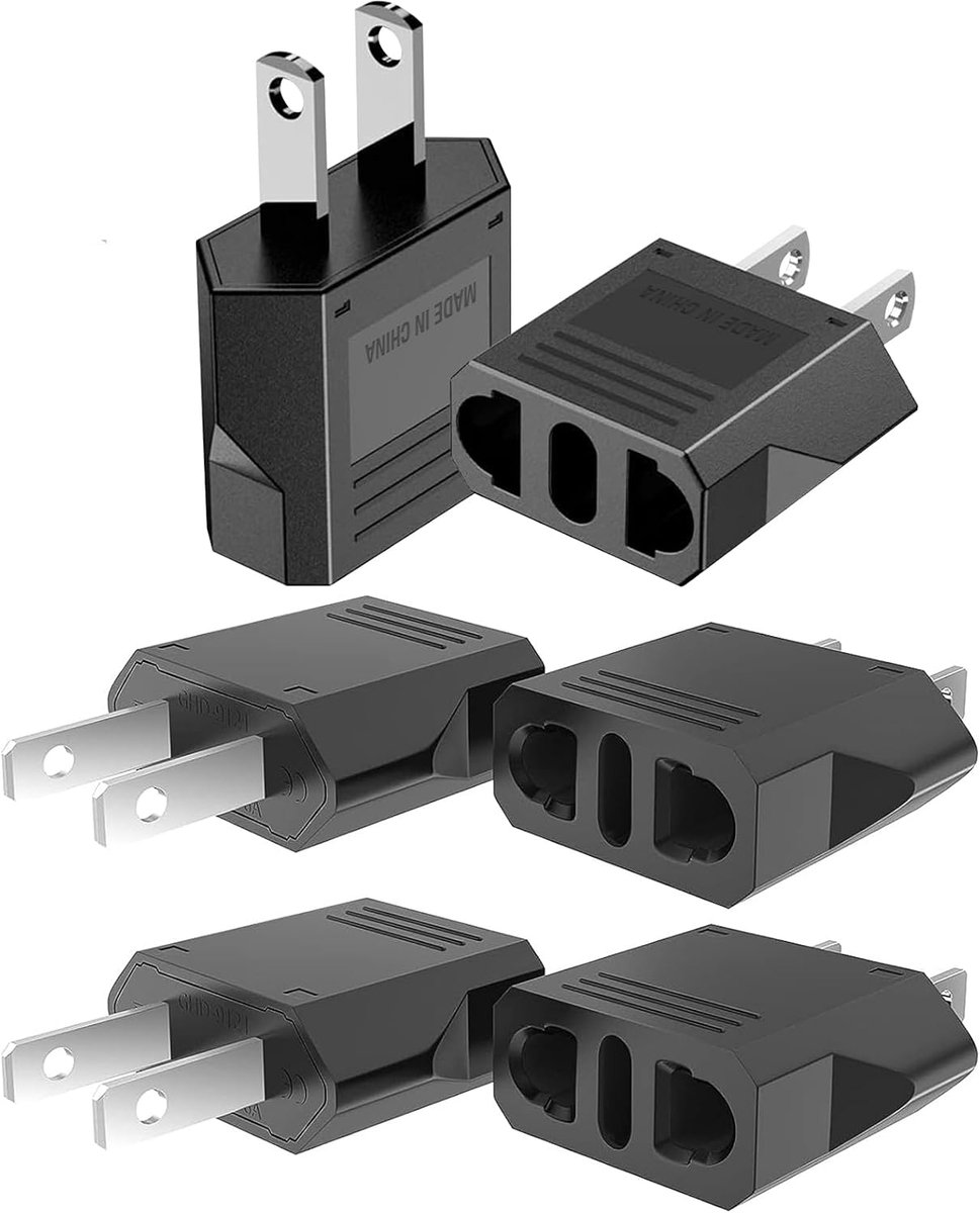 To US Adapter 6 Pack Adapter Plug Germany to USA, Travel Plug EU to USA for Canada/Mexico/China/Japan, Type A