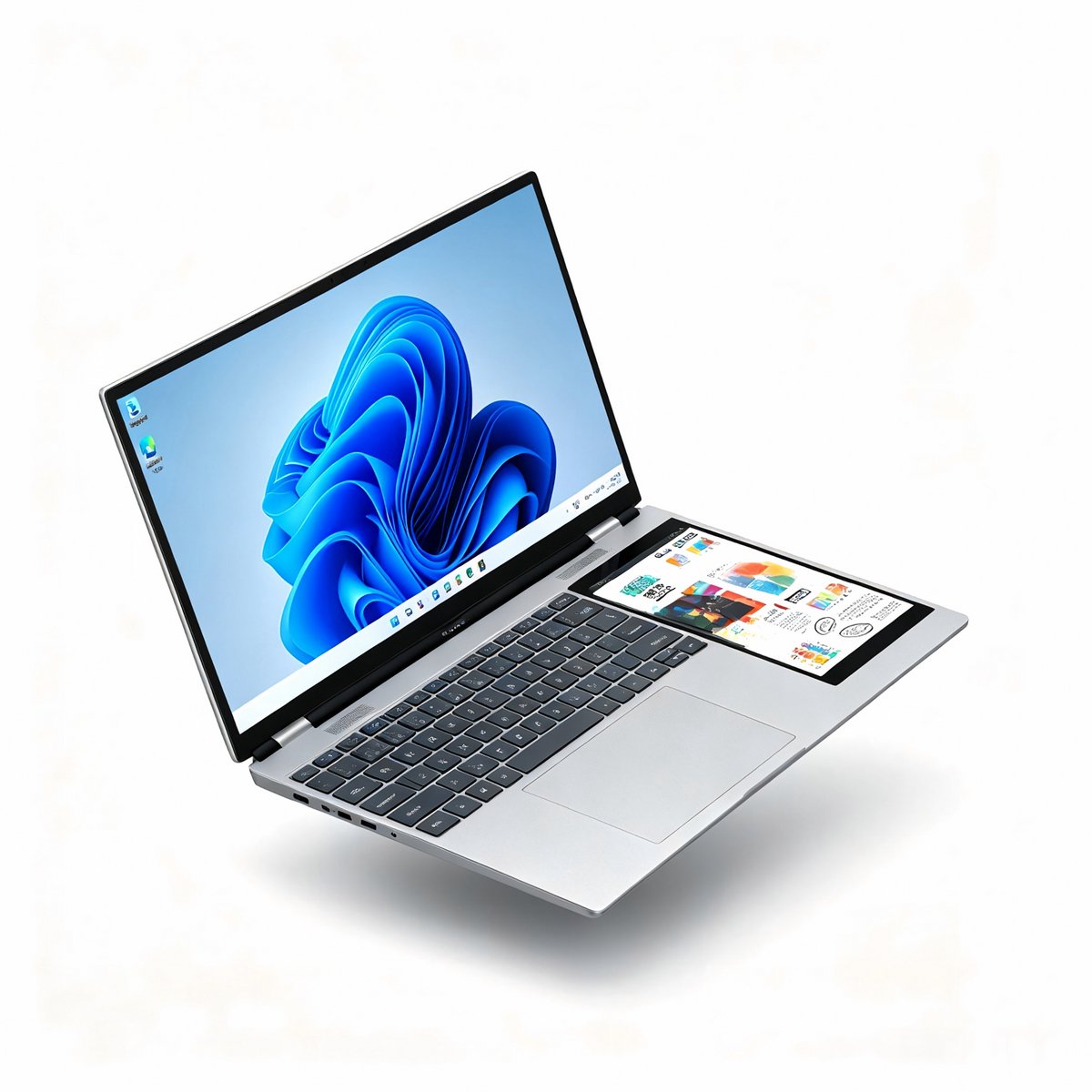 XYLORE-15.6 inch + 7 inch Dual-Screen Laptop – Gezichtsherkenning – 16GB RAM – 1TB SSD – Windows 11 – Zakelijke laptop – RGB toetsenbord – Donkergrijs