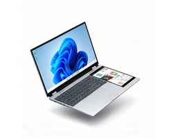 XYLORE-15.6 inch + 7 inch Dual-Screen Laptop – Gezichtsherkenning – 16GB RAM – 1TB SSD – Windows 11 – Zakelijke laptop – RGB toetsenbord – Donkergrijs