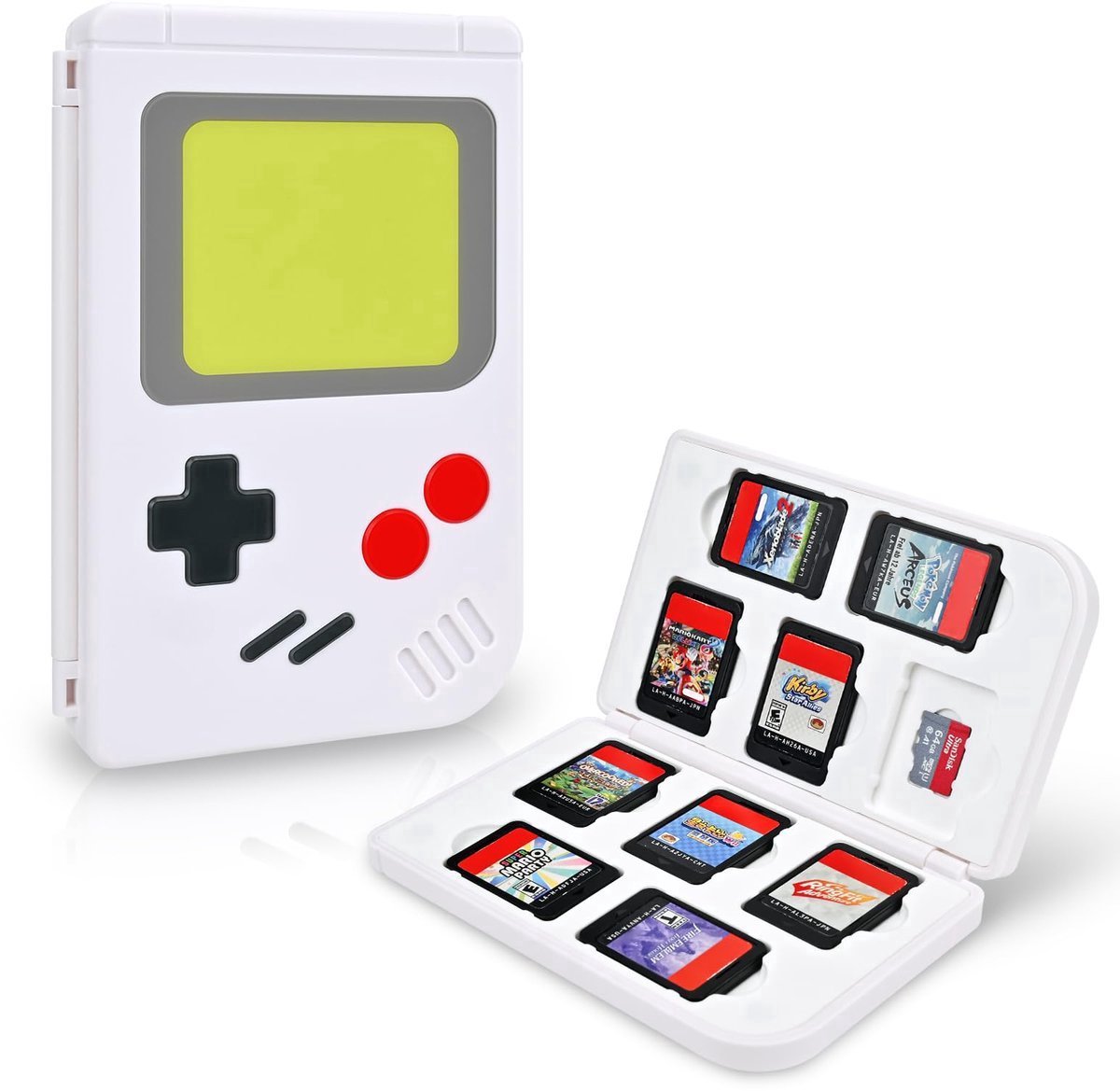 Game Card Case - Geschikt voor Nintendo Switch Game Card - Switch Games-opslag - Retro-ontwerp - Game Card Houder - Opbergdoos - met 10 Game Card- en 10 Micro SD-kaartsleuven -Wit - geschikt voor nintendo switch accessoires