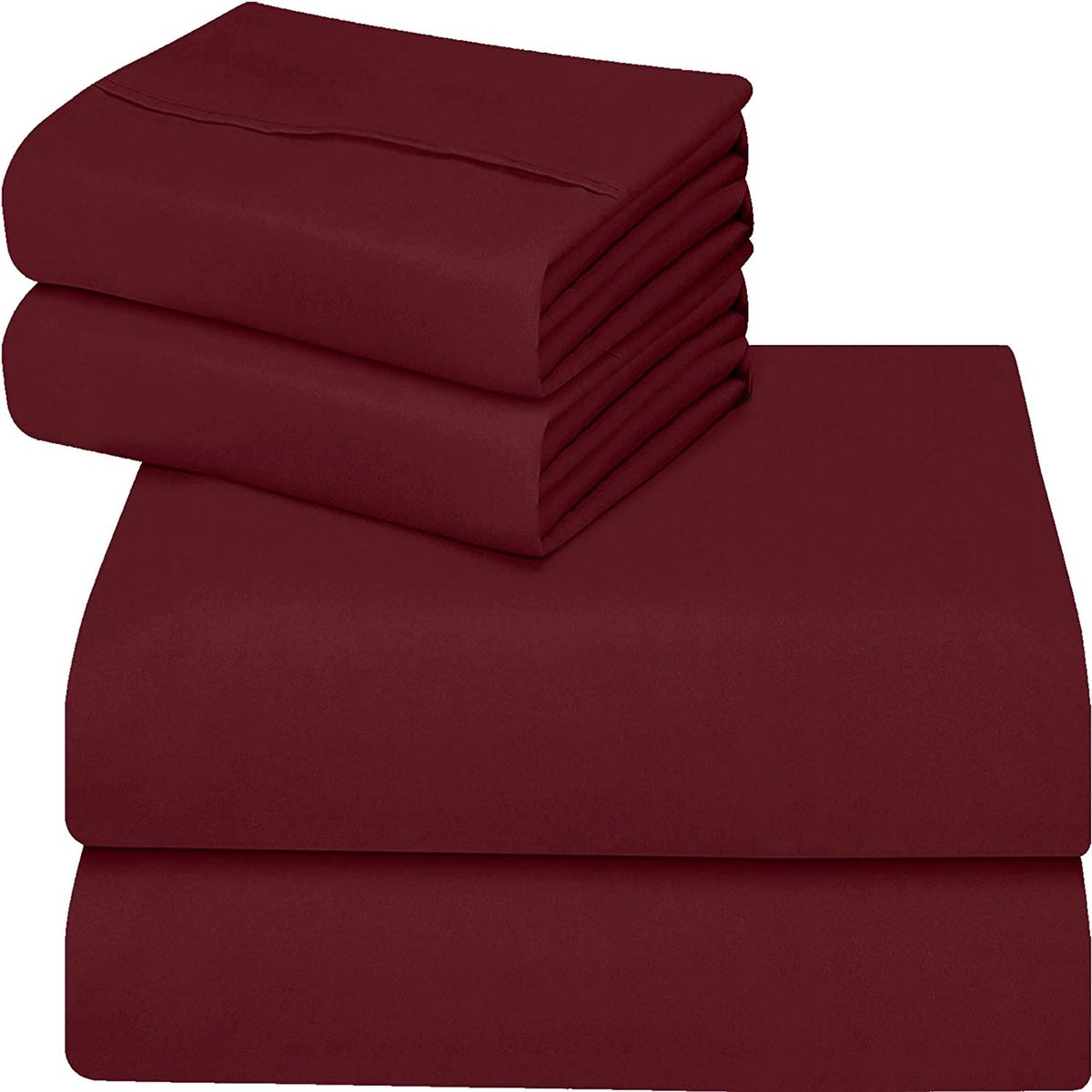 diep hoeslaken Super King Size - Deep Pocket 14 inch (35 cm) - Zachte geborstelde microvezelstof - krimp- en vervagingsbestendig. (Super King (180 x 200 cm), Bourgondië)