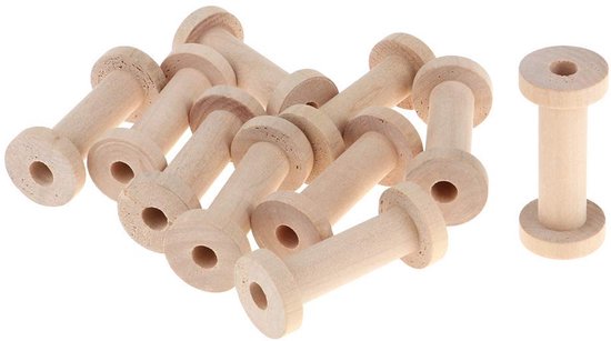 Dailygoods- Draadorganizer Set van 10 - Houten Spoelen - Voor Naaien/Handwerken - Splintervrij Hout - Aanpasbaar met Verf/Decoratie - Afmetingen 3,2 x 7 cm — afbeelding 4