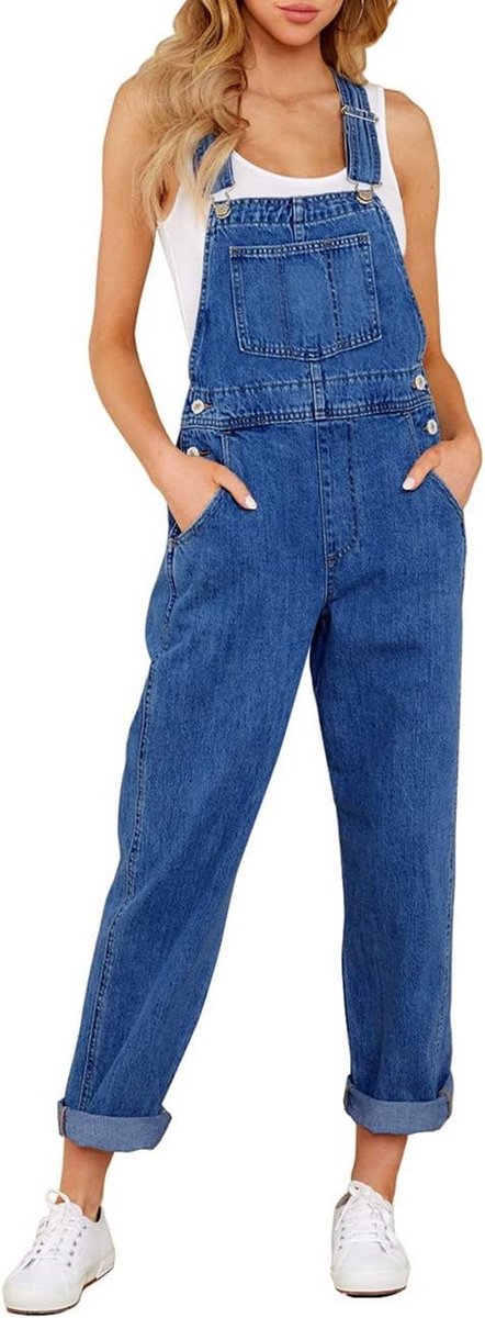 Dames tuinbroek jeans baggy jumpsuit oversize overall met zakken