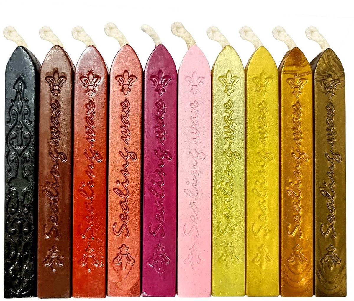 10 stuks Retro Siegelwachs, Siegelwachsstaven met pitten, waszegels voor vintage zegellak stempels en brieven, uitnodigingen, pakketten (10 stokjes)