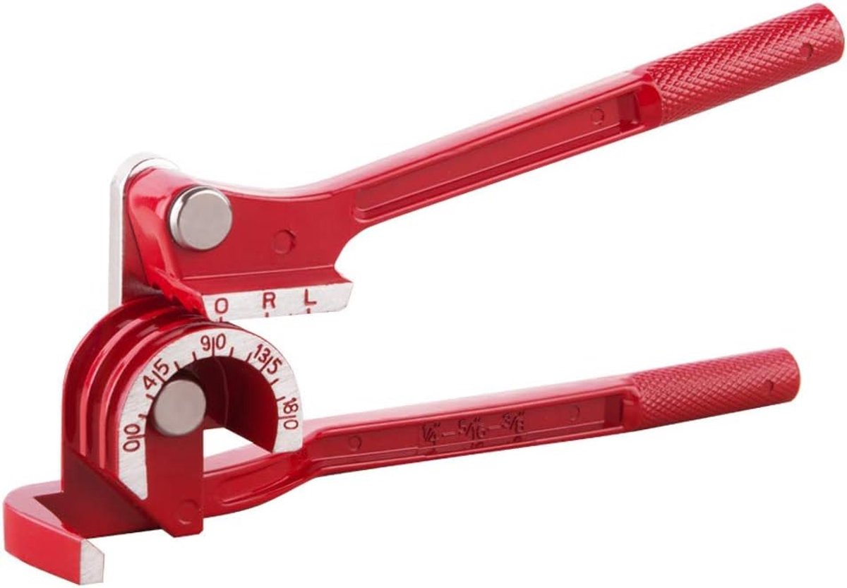 Pijpenbuiger 180°, buigtang voor koperen, aluminium en dunwandige RVS-buizen, geschikt voor 1/4, 5/16 en 3/8 inch, handmatige buigtool voor nauwkeurig buigen, rood