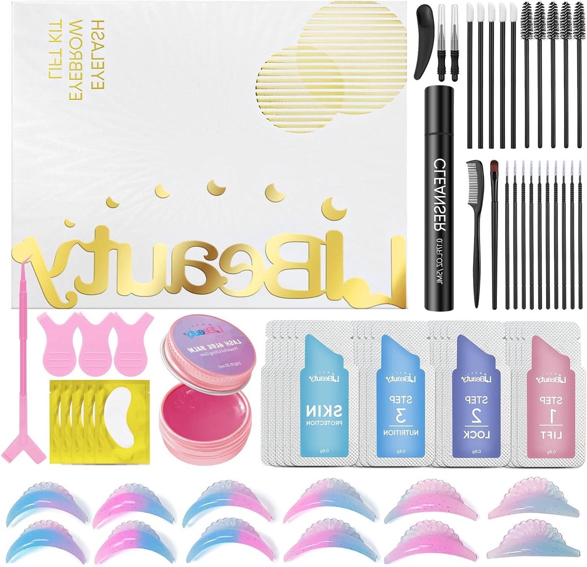 Wimperliftingset - Wenkbrauwlift set - Wimpers Krullen - Hygiënische Zakjes - Complete set - Niet gespecificeerd