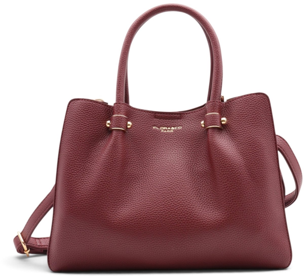 Flora&Co - BRUME - zacht kunstleer - handtas/dames tas - 3 vakken - met lange instelbare draagriem - bordeaux